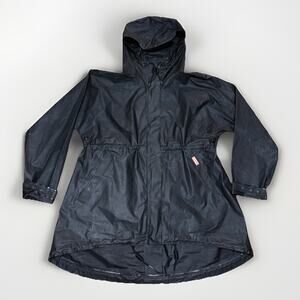 Hunter Original Full Zip Rain Jacket Women's Large Black Hooded Waterproof Coat